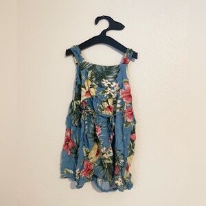 Floral Kids Casual Dress - Blue and Pink